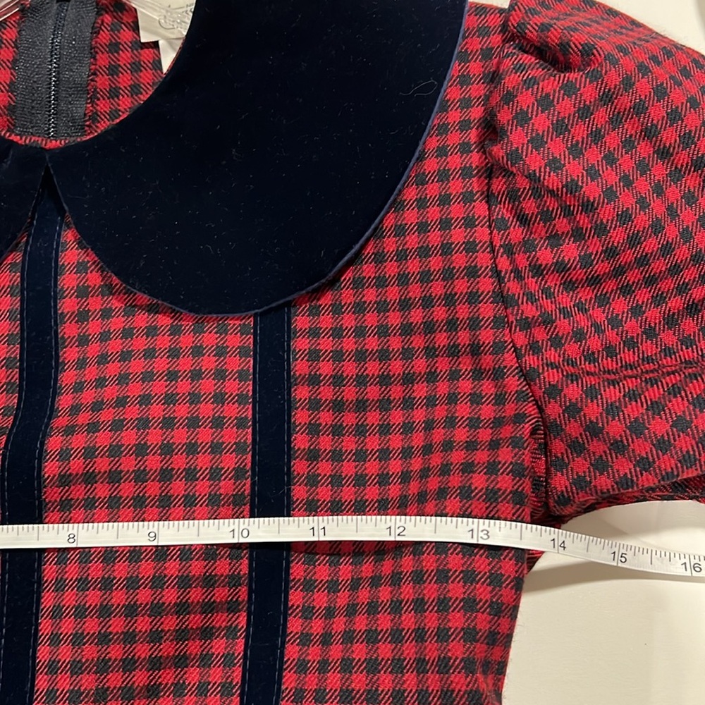 Bonnie Jean - 10 year,‎ navy and red buffalo check dress, velvet - Picture 9 of 11